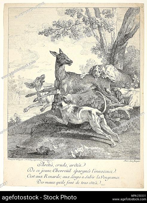 Deer Attacked by Dogs - 1725 - Jean-Baptiste Oudry French, 1686-1755 - Artist: Jean-Baptiste Oudry, Origin: France, Date: 1725