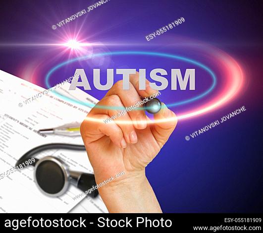 writing word Autism with marker on gradient background made in 2d software