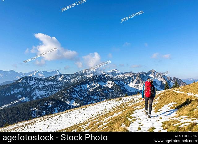 Germany, Bavaria, Female hiker in Ester Mountains