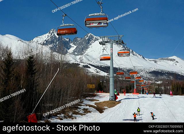 Lomnicky stit (Lomnicky Peak), Vysoke Tatry (High Tatras), cable car, Slovakia, March 17, 2023. (CTK Photo/Ivo Stejskal)