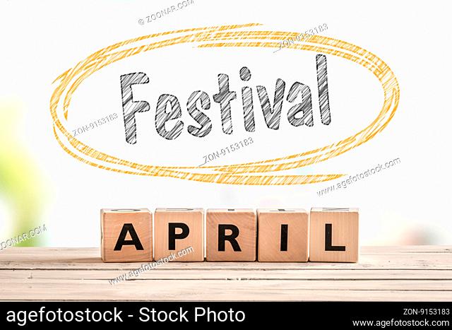 festival in april launch sign made of wooden cubes