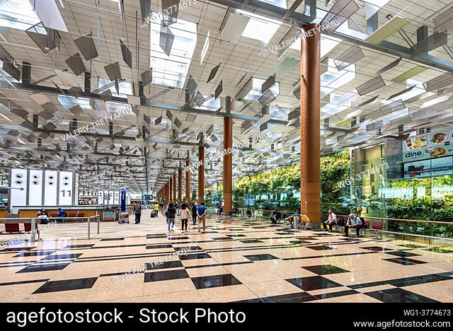 Singapore. Interior of the Singapore. Changi Airport - the primary civilian airport for Singapore., and one of the largest transportation hubs in Southeast Asia
