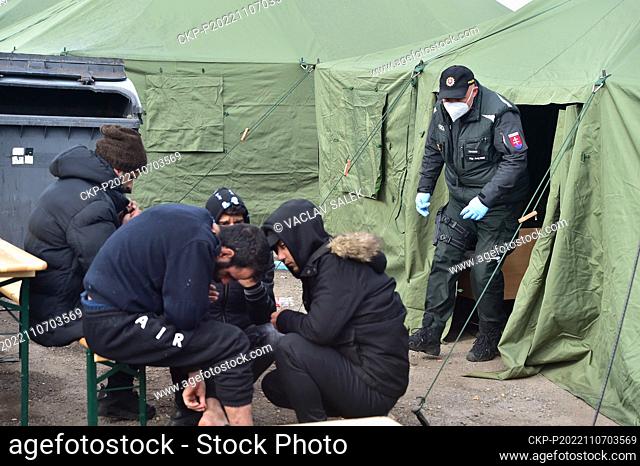A tent town for migrants near the Kuty railway station in Slovakia, pictured on November 7, 2022. (CTK Photo/Vaclav Salek)