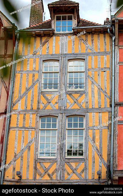Ancient half-timbered buildings in Troyes. Aube, Champagne-Ardenne, France