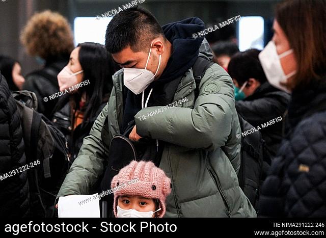 Milan Malpensa International Airport. Italy requires from today 29 December 2022, a mandatory anti-covid-19 swab for passengers arriving from China