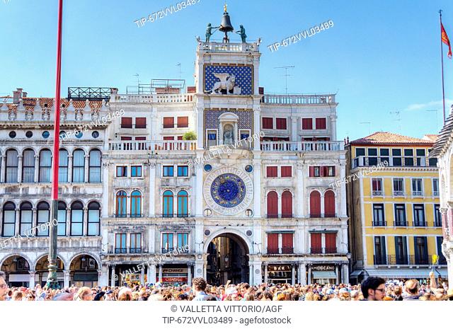 Italy, Veneto, Venice, clock tower in St. Mark's square