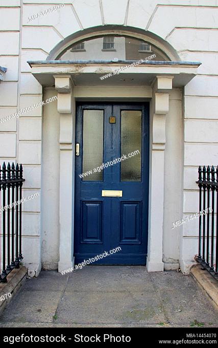 Ireland, Dublin, house, detail, entrance door, blue