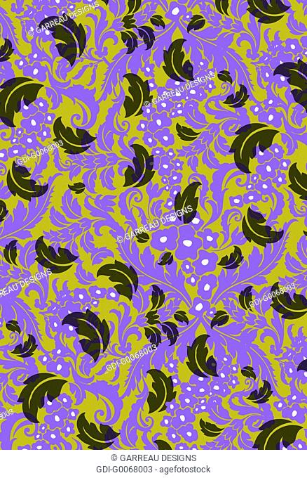 Falling feathers over purple and olive background