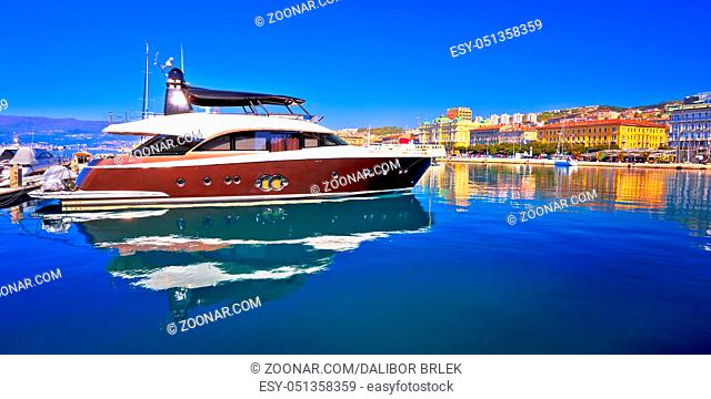 City of Rijeka yachting waterfront panoramic view, Kvarner bay of Croatia