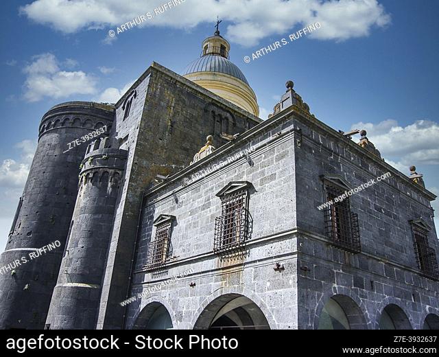 Rear-lateral view of the Basilica of Saint Mary (Basilica S. Maria), Piazza S. Maria (St. Mary Square). Randazzo, Metropolitan City of Catania, Sicily, Italy