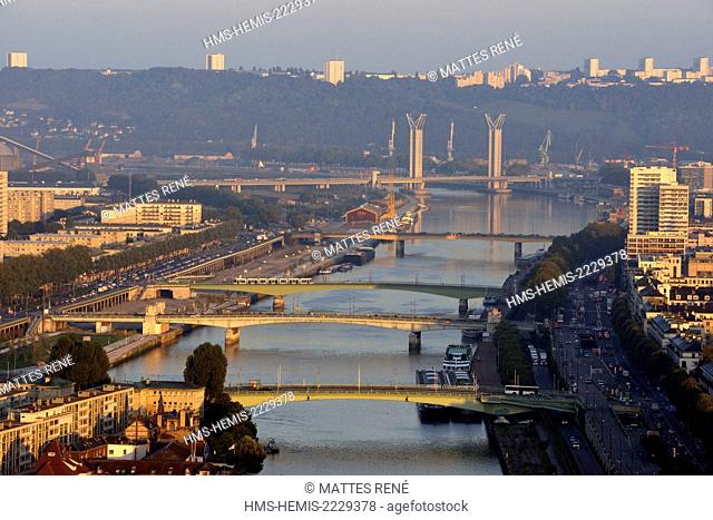 France, Seine Maritime, Rouen, Bridges over Seine river