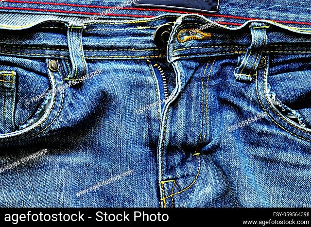 jeans, frontside with zipper and bags