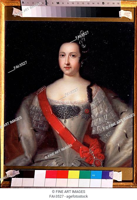 Portrait of Princess Anna Leopoldovna (1718-1746), tsar's Ivan VI mother. Caravaque, Louis (1684-1754). Oil on wood. Rococo. after 1733. State V