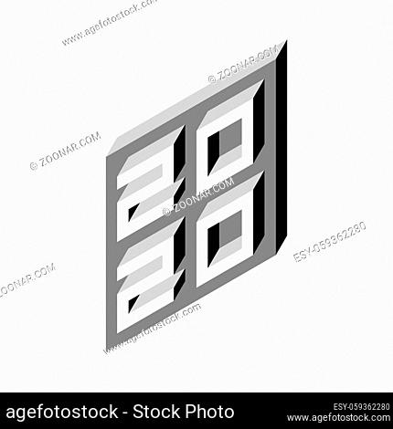 Isometric Happy New Year 2020 greeting card design