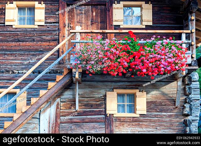 Flowering balcony on an old Alphus