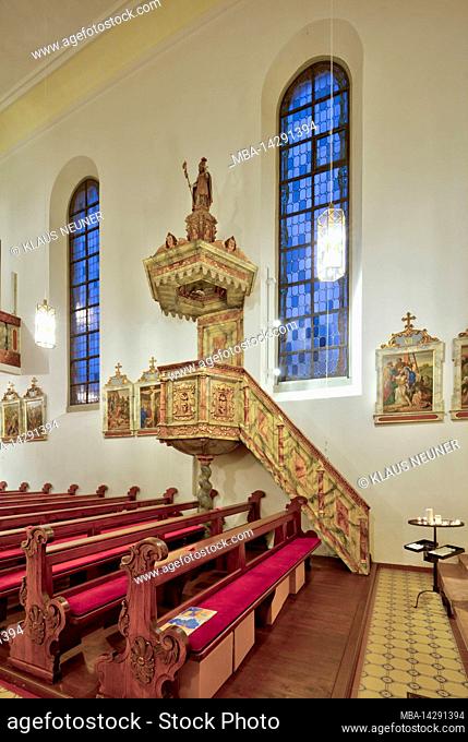 St. Boniface, church, fortified church Aschfeld, pulpit, Advent, Aschfeld, Main-Spessart, Franconia, Bavaria, Germany