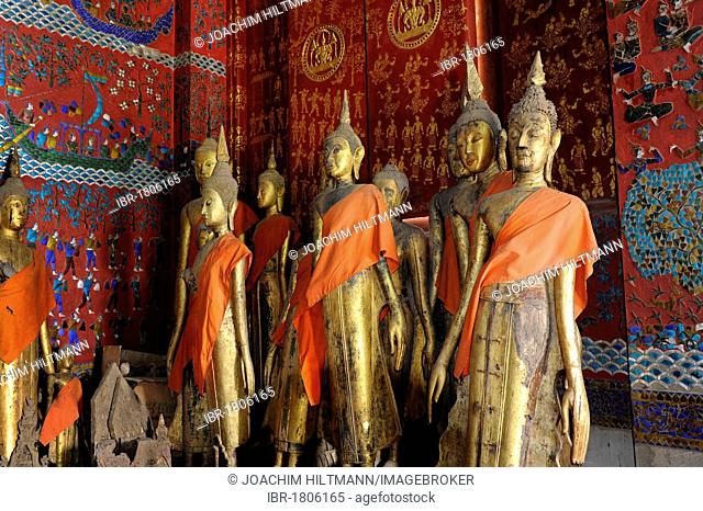 Gilded Buddha statues, Wat Xieng Thong temple, Luang Prabang, Laos, Southeast Asia, Asia