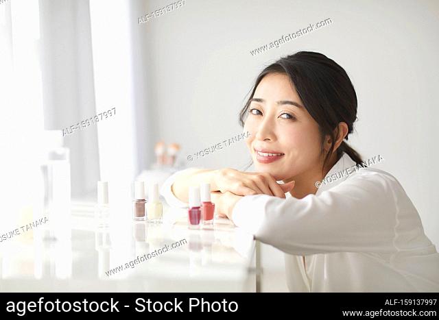 Japanese woman enjoying time at home