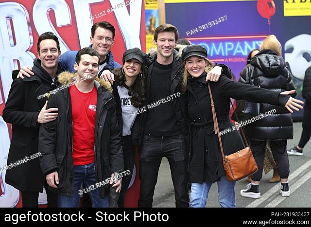Times Square, New York, USA, April 07, 2022 - Cast members from Jersey Boys during the unveiling of The Broadway Grand Gallery in Times Square in New York City