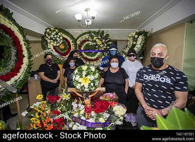 MEXICO CITY, MEXICO - JULY 27: Goya Kong, Psycho Clown and Munequita de Plata attend the funeral of wrestling legend Jose Luis Alvarado Nieves (Super Porky) who...