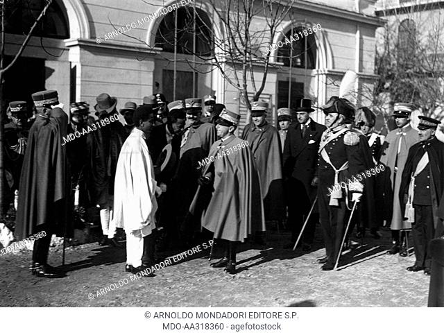 Asfaw Wossen with Victor Emmanuel III. The Crown Prince of Ethiopia Asfaw Wossen welcoming King Victor Emmanuel III of Savoy on his arrival at Tor di Quinto to...