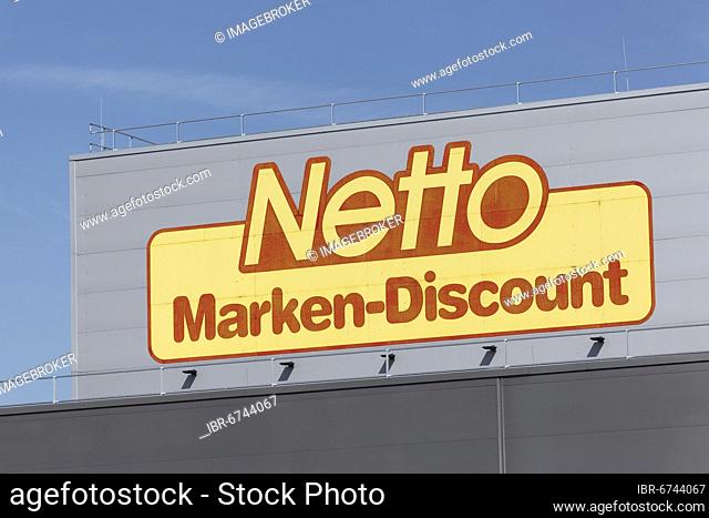 Netto Marken-Discount, logo at the logistics center Krefeld, food discounter, North Rhine-Westphalia, Germany, Europe