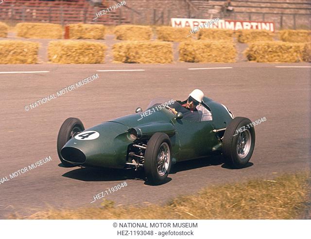 Roy Salvadori driving an Aston Martin, Dutch Grand Prix, Zandvoort, 1959. His race only lasted until lap 3, when he retired because of the engine overheating