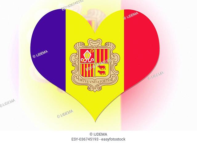Andorran Flag in the shape of a heart
