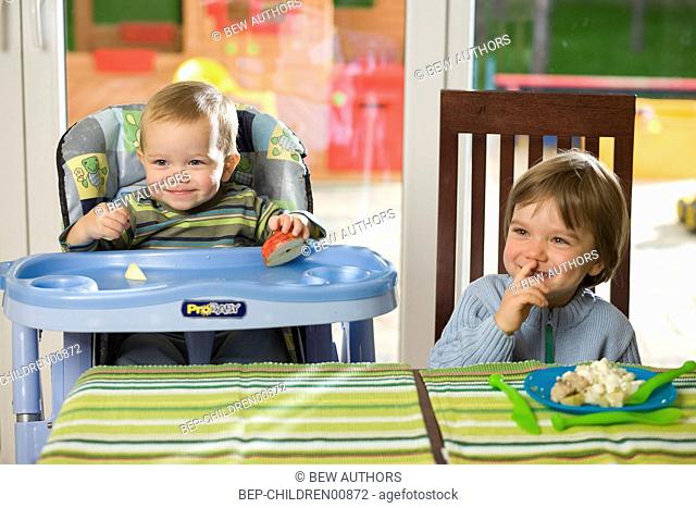 Children having a meal