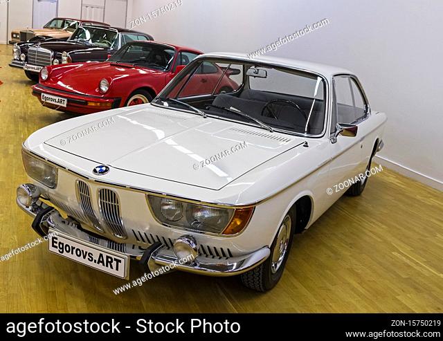 Moscow, Russia - November 10, 2018: BMW 2000CS car at the exhibition of old and rare cars