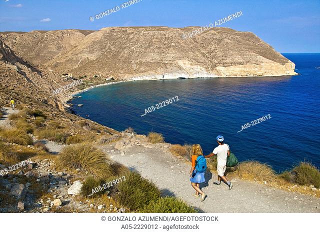Excursion to Cala San Pedro beach from Las Negras, Cabo de Gata - Nijar Natural Park, Almeria province, Andalucia, Spain