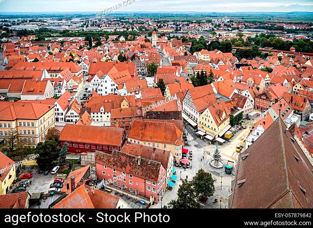 Aerial View of the Skyline of Nordlingen Bavaria in Germany