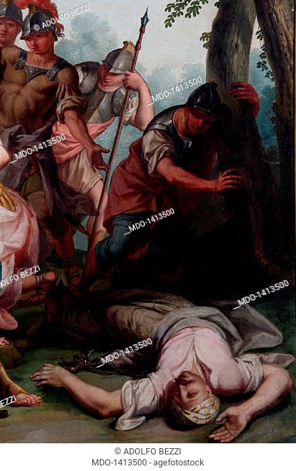 Hermine discovers Tancred wounded, by Giambattista Marcola, 18th Century, oil on canvas. Italy, Veneto, Vicenza, Montecchio Maggiore, Villa Lombardi Cordellina