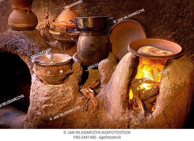 Traditional Berber kitchen. Ourica Valley, Morocco