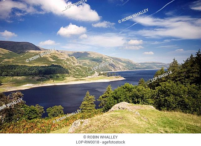 England, Cumbria, Haweswater, A view toward Haweswater lake. The surrounding area of the lake is home to the only breeding pair of Golden Eagles in England