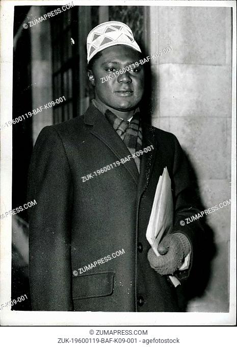 Jan. 19, 1960 - 19-1-60 Effort to end Kenya Conference Boycott ?¢‚Ç¨‚Äú Mr. Ronald Ngala and his colleagues, who yesterday boycotted the opening of the Kenya...
