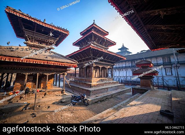 Ancient temples at Kathmandu Durbar Square in Nepal