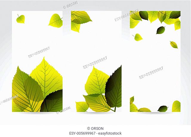 Fresh natural vertical banners with leafs