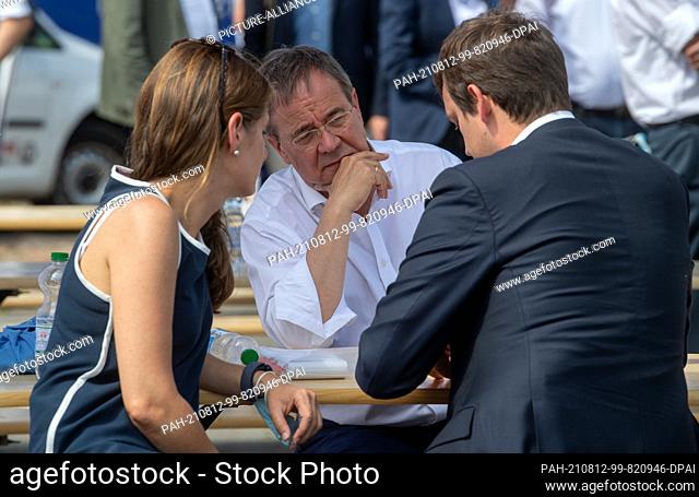 12 August 2021, Saxony, Torgau: Armin Laschet (CDU, M), Minister President of North Rhine-Westphalia and candidate for chancellor