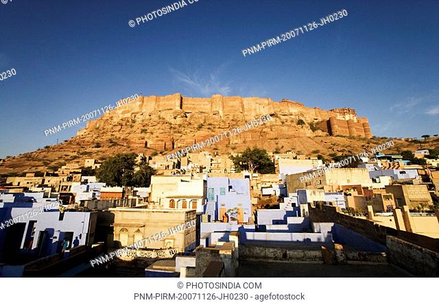 Fort on a hill, Meherangarh Fort, Jodhpur, Rajasthan, India