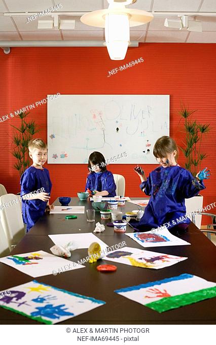Children playing at an office, Sweden