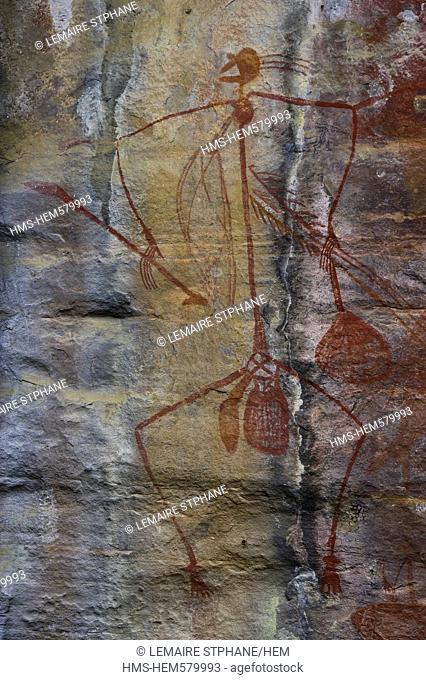 Australia, Northern Territory, Kakadu National Park listed as World Heritage by UNESCO, Ubirr Rock, Aboriginal paintings representing a hunter