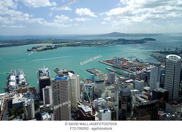 View of Waitemata Harbour from Skytower, Auckland, North Island, New Zealand
