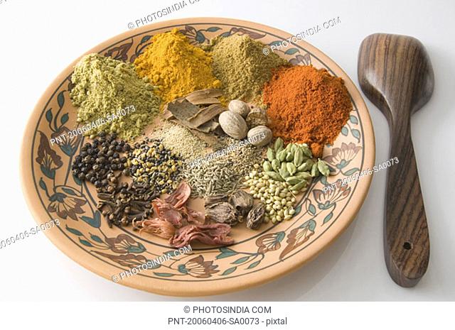Close-up of spices on a plate