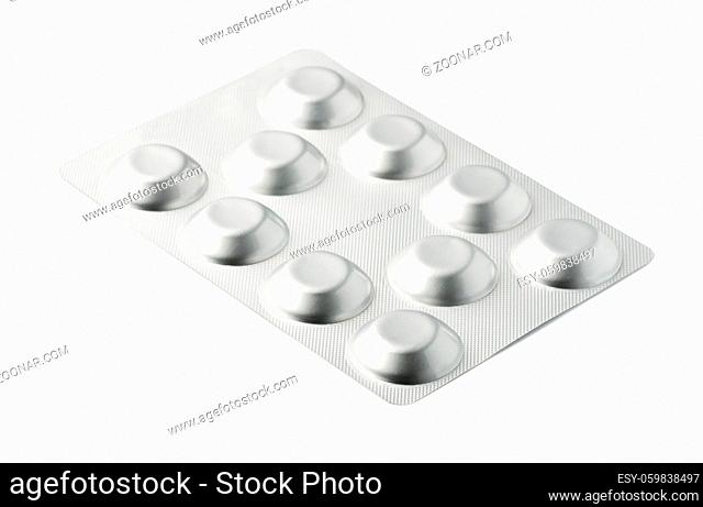 Packeted pills isolated on a white background