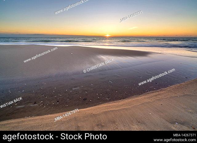 Sunset at Kampen beach, Sylt island, Schleswig-Holstein, Germany