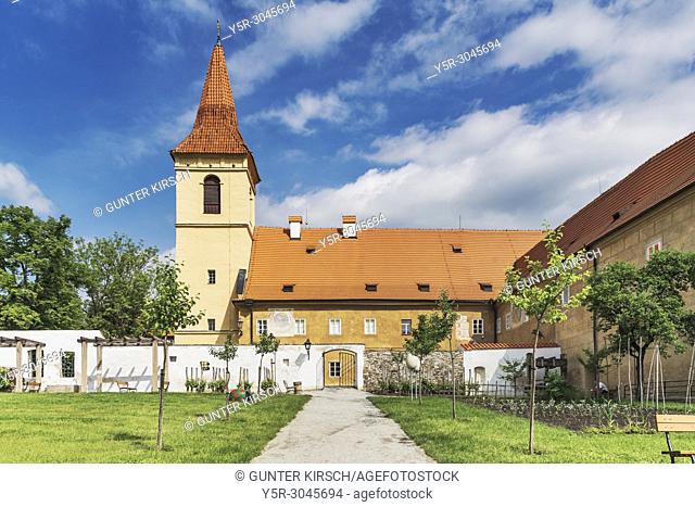 The Minorite monastery with the Baroque Chapel of Maria Einsiedeln is located in the town of Cesky Krumlov on the Vltava River in Bohemia, Jihocesky kraj