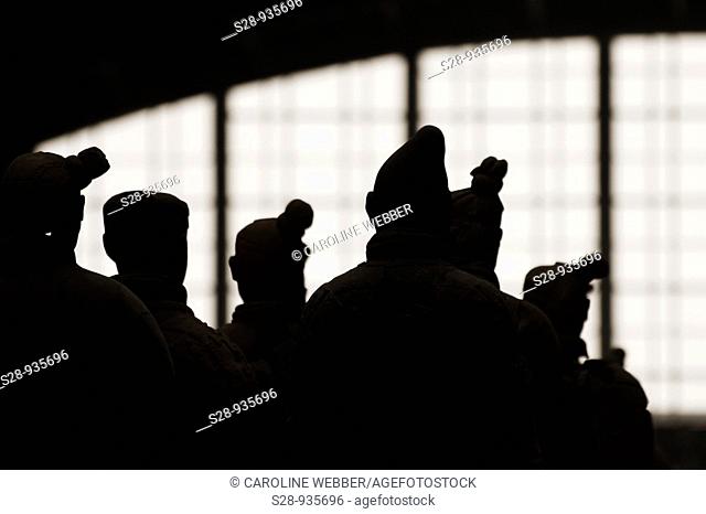 silhouettes of the Terra Cotta Warriors in Xi'an China
