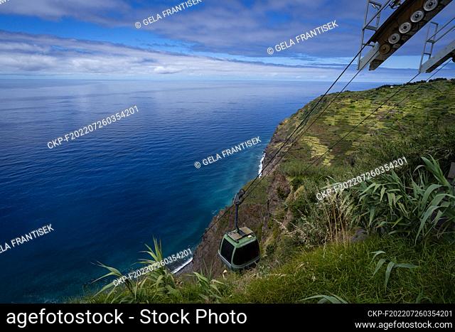 A cable card to Faja da Quebrada Nova near Achadas da Cruz in the Portuguese island of Madeira on July 16, 2022. (CTK Photo/Frantisek Gela)