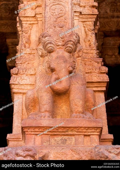 Ornate Elephant statue, Darasuram temple, Tamil Nadu, southern India. High quality photo